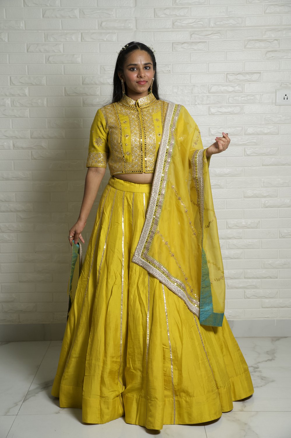Lemon Yellow Abhla Lehenga - view 3