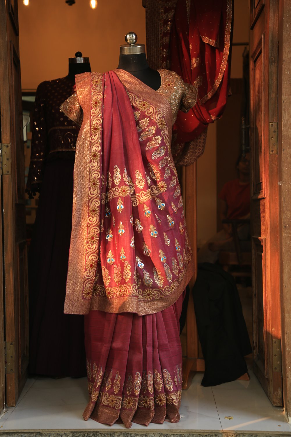 Rani Pink Bandhej Silk Saree - view 3