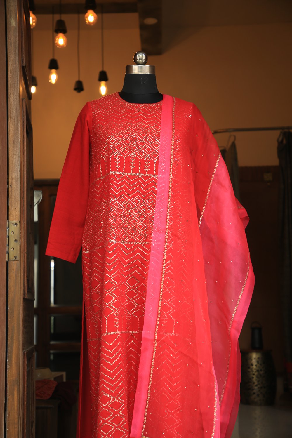 Ruby Chikan Kurta Set - view 3