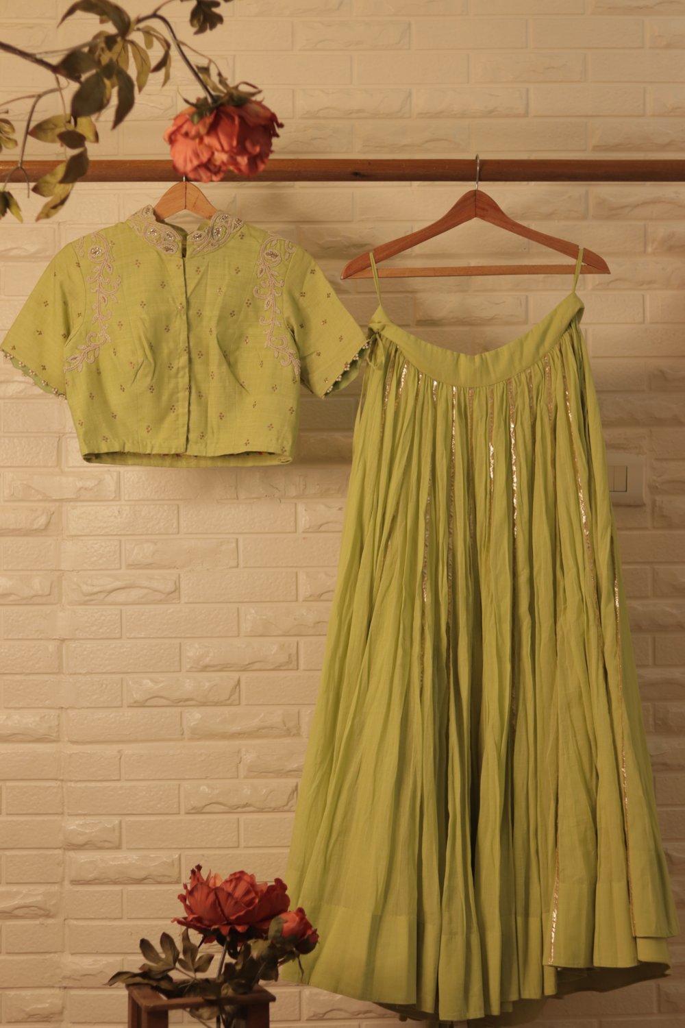 Pista Green Mulmul Anarkali