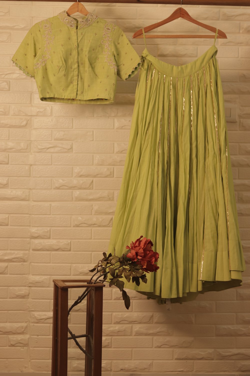 Pista Green Mulmul Anarkali - view 3