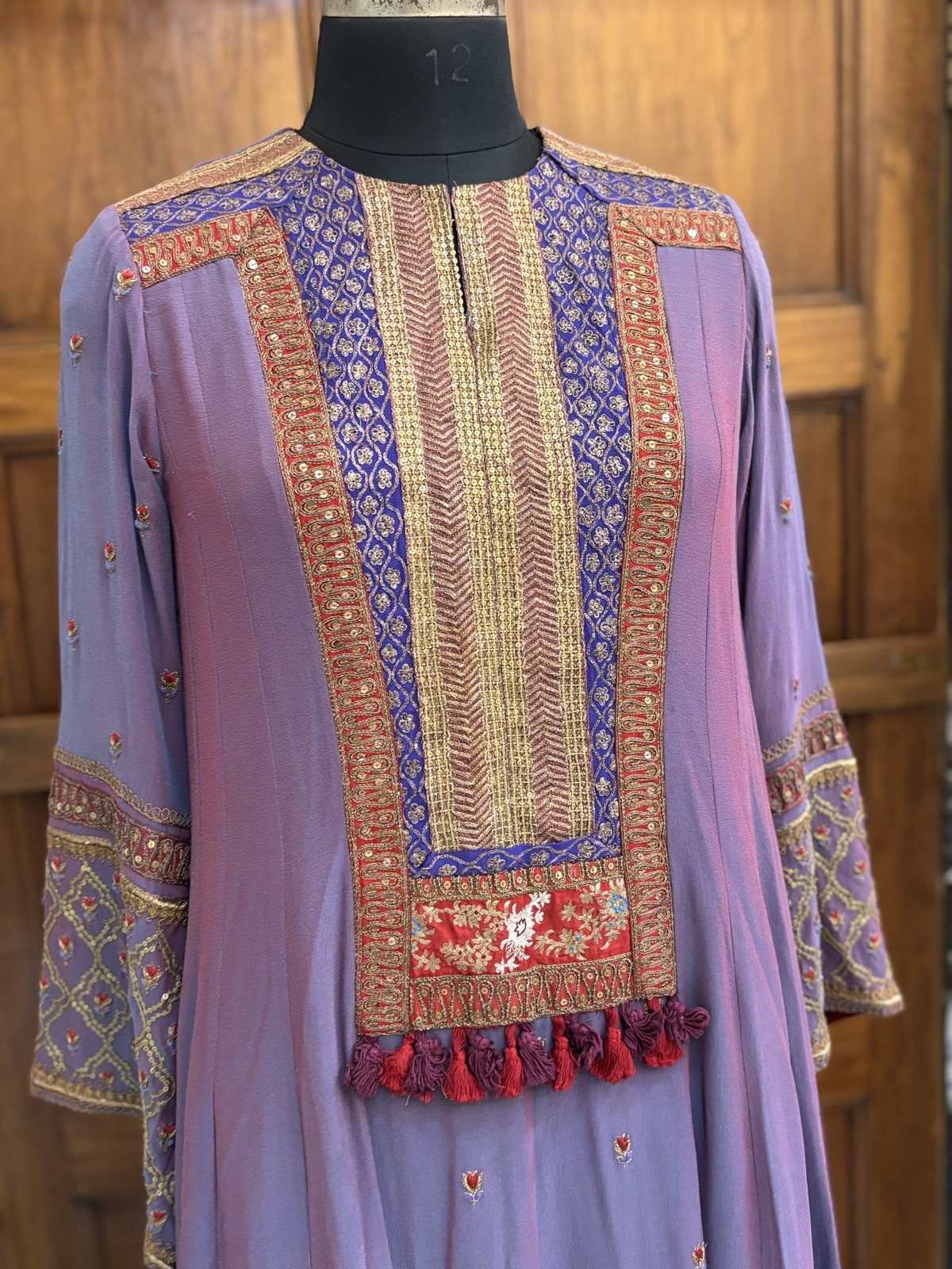 Lavender Anarkali with Embroidered Yoke & Tassels
