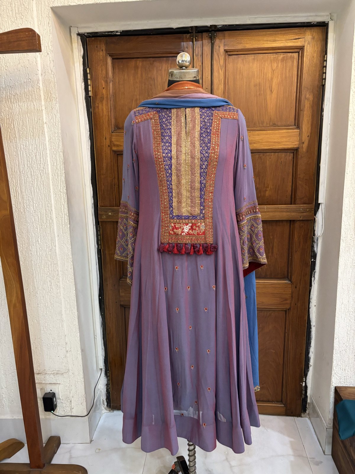 Lavender Anarkali with Embroidered Yoke & Tassels