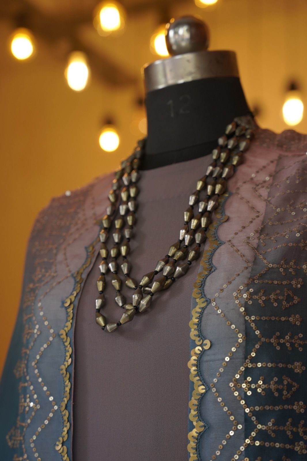 Lavender Ombré Suit with Embroidered Dupatta - view 3
