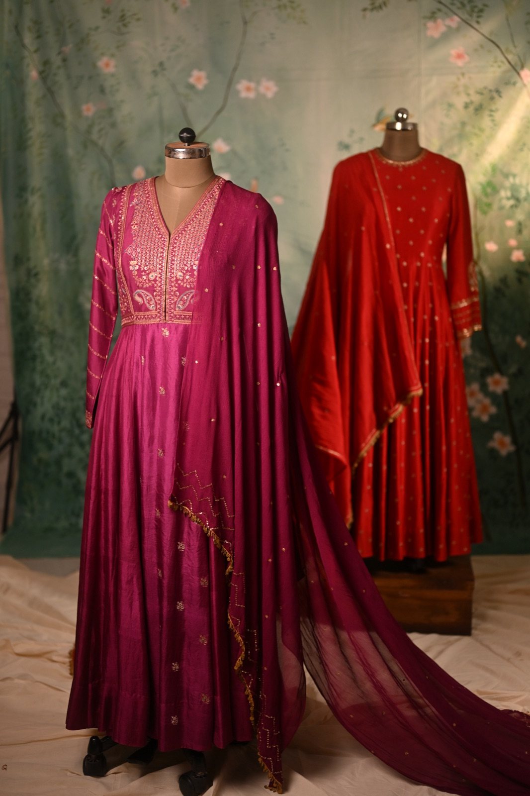 Magenta Anarkali with Embroidered Bodice