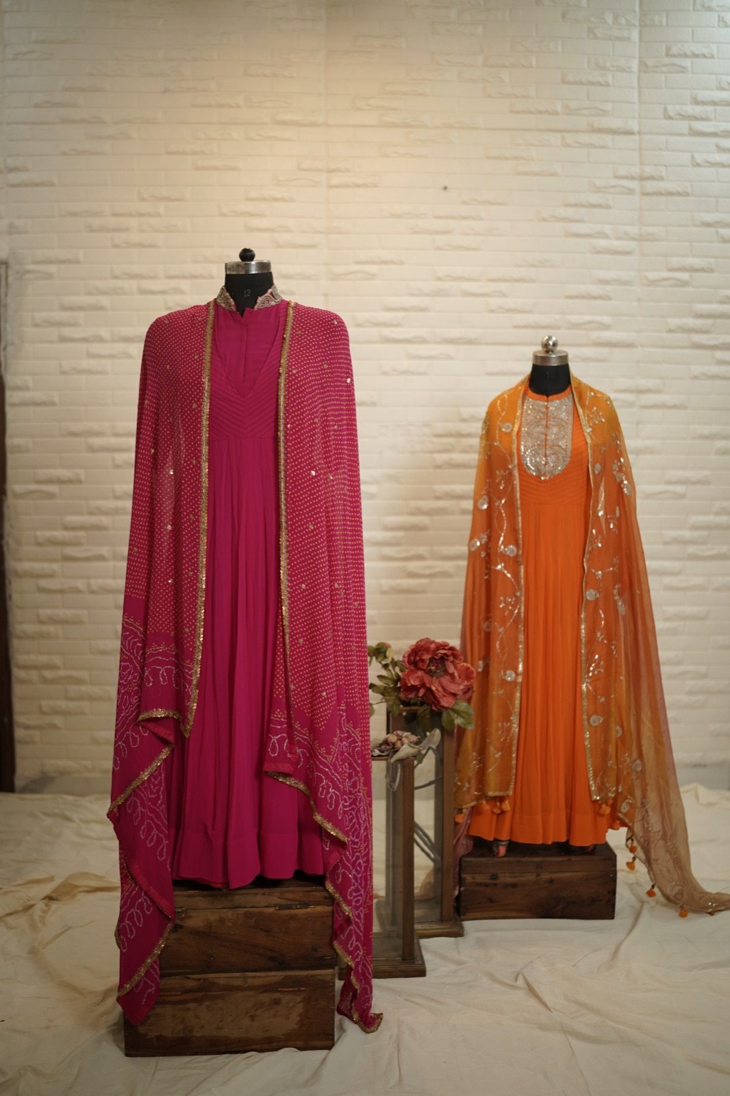 Magenta Anarkali with Embroidered Bodice - view 3