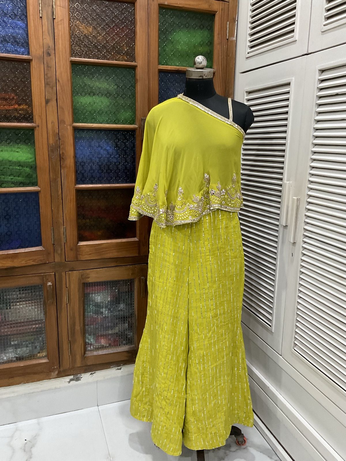 Neon Lime One-Shoulder Cape Co-ord