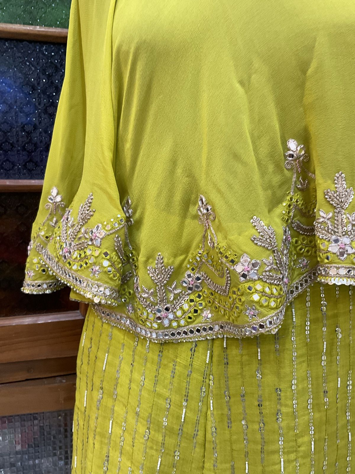 Neon Lime One-Shoulder Cape Co-ord - view 5