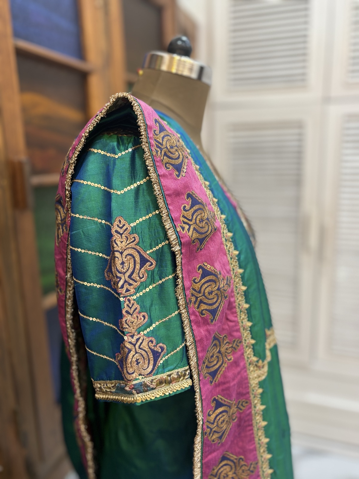 Sea Green Saree with Fuchsia Border