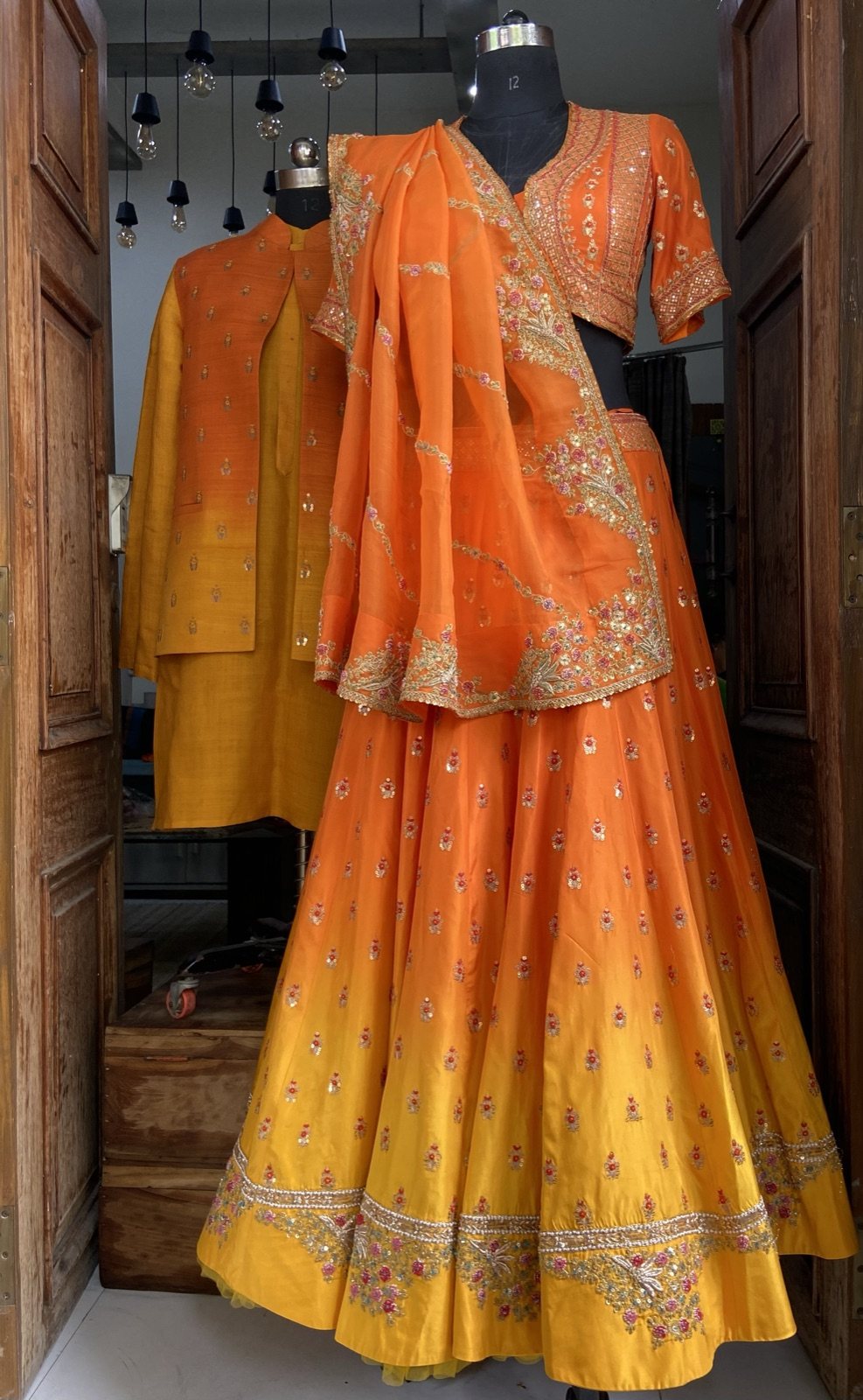 Tangerine to Marigold Ombré Lehenga Set