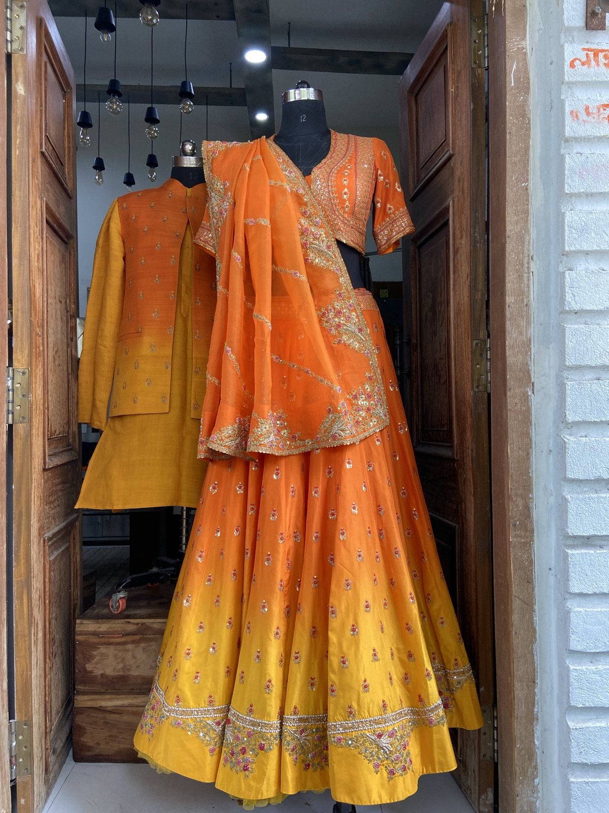 Tangerine to Marigold Ombré Lehenga Set