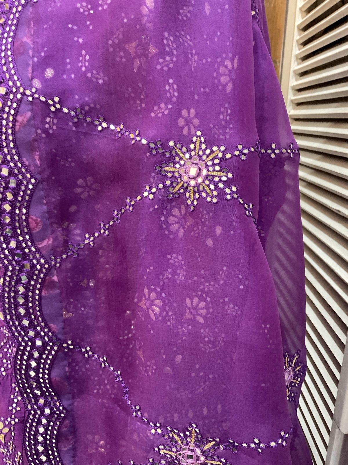 Violet Peplum Lehenga with Organza Dupatta - view 8