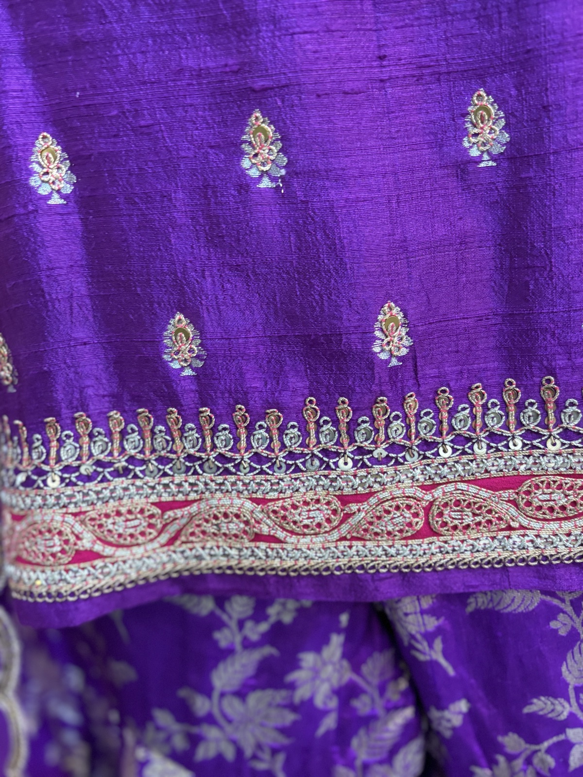 Violet Sharara Set with Zardozi Neckline - view 7