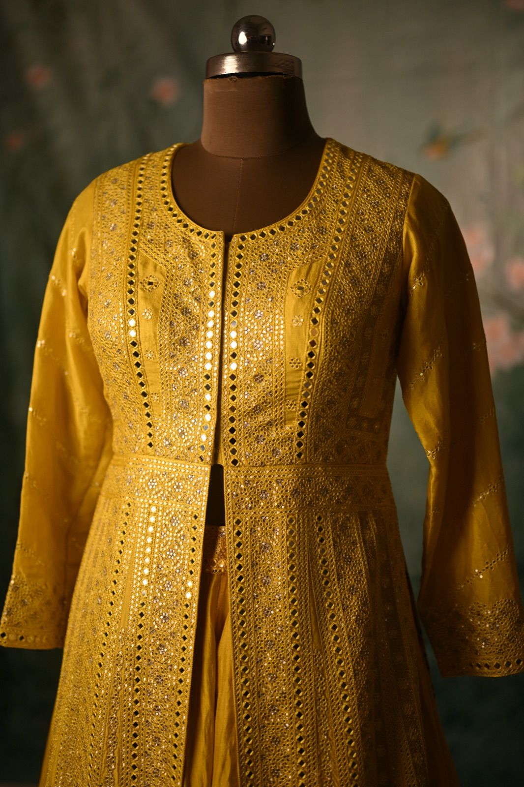 Turmeric Yellow Sequin Jacket Set