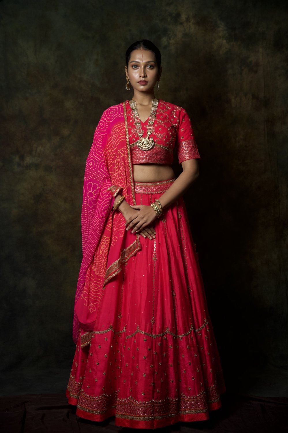 Scarlet Zardosi Lehenga - view 3